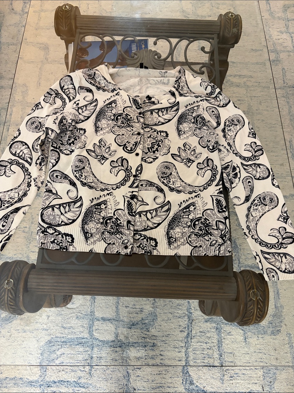 Madison White & Black Paisley Cardigan